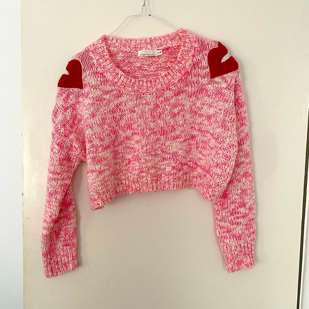 LF cropped sweater red lips size S
